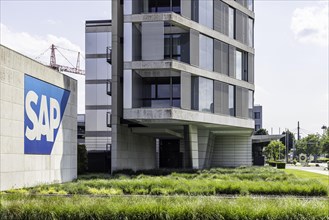 Headquarters of the company SAP with logo
