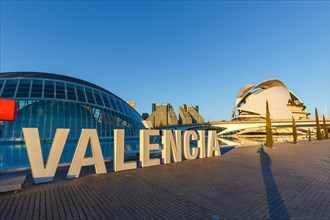 Ciutat de les Arts i les Ciencies modern architecture by Santiago Calatrava in Valencia