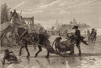 Horse-drawn sleigh on the ice