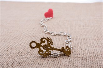 Heart shaped object attached to retro key