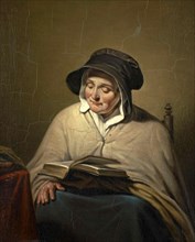 Old Woman Reading a Bible or Book
