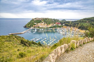 View from the Forte Filippo fortress of the town and harbour of Porto Ercole