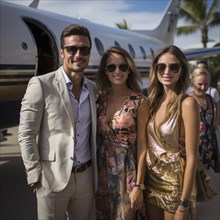 Private flying by rich people and business people in their own planes for vacation and luxury and business