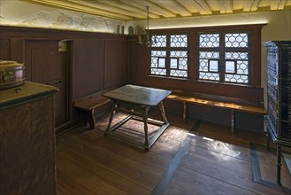 Reconstructed historical living space in the medieval residential house