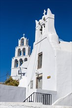 Belltower and Whitewashed architecture in Pyrgos