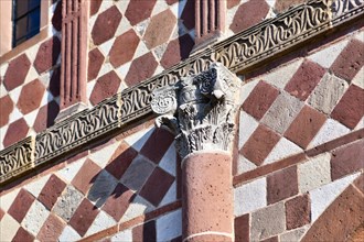 Detail on column of Carolingian architecture style imperial Abbey of Lorsch in Germany