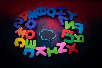Speech bubble and Colorful Letters of Alphabet