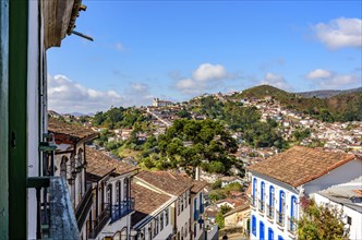 View of the historic city of Ouro Preto with its churches