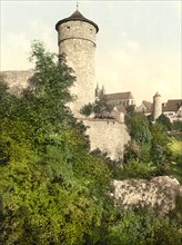 Town tower in Rothenburg ob der Tauber in Bavaria