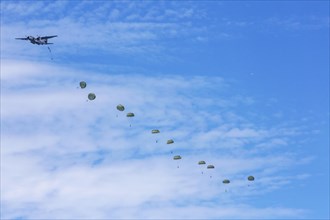 German Armed Forces parachutists during an exercise over Lake Constance