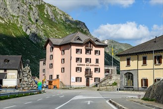 View of the Albergo San Gottardo hotel hostel at 2091 metres above sea level on the Gotthard Pass