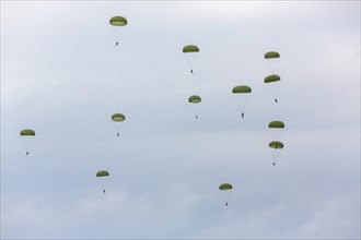 German Armed Forces parachutists during an exercise over Lake Constance