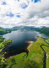 Panorama over Derwent Water from a drone