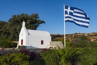 Little church with the greek flag
