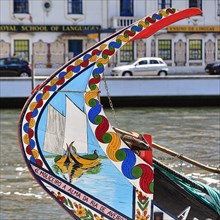 Colourfully painted bow of a gondola