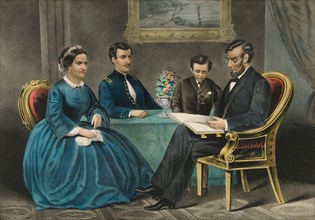 Abraham Lincoln at home with his family