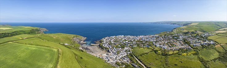 Aerial panorama of Port Isaac