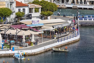 Restaurants on the harbour promenade Agios Nikolaos