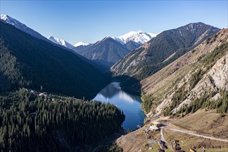 Aerial of the Lower Kolsai lake