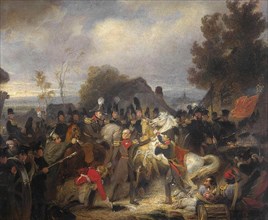 The Prince of Orange changing his wounded horse during the battle at Boutersem