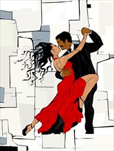 Tango couple dancing