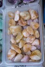 Citrine semigem stone as geological mineral rock geode crystals