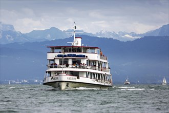 Motor vessel MS Karlsruhe of Lake Constance-Schiffsbetriebe BSB with tourists on Lake Constance
