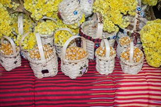 Dry corn seeds are placed in a baskets