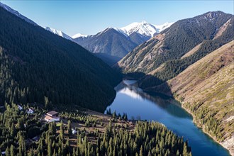 Aerial of the Lower Kolsai lake