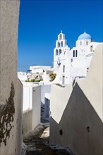 Belltower and Whitewashed architecture in Pyrgos