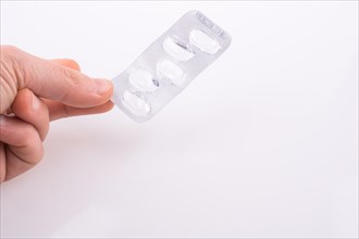 Used pill box on a white background