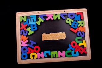 Back to school andColorful Letters of Alphabet made of wood