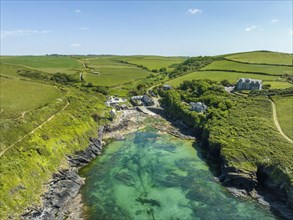 Aerial view of the hamlet of Port Quin near Port Isaac