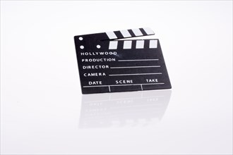 Film clapper on a white background