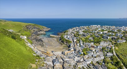 Aerial panorama of Port Isaac