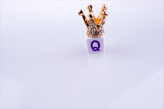 Crown on letter cube on a white background
