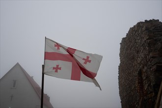 Georgian flag in the fog