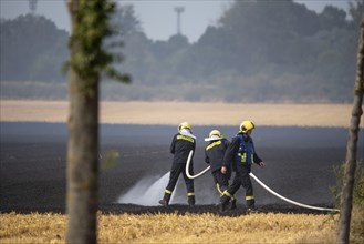 Firefighters extinguish field fire