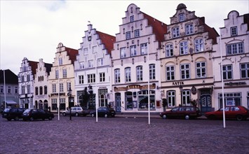 The beautiful historical market in Husum in Schleswig-Holstein