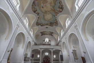 Ceiling fresco with organ loft of the parish church of St. George