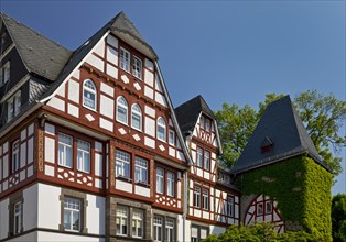 Half-timbered houses with Leonhard tower