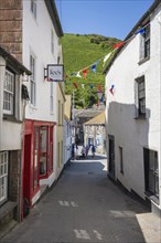 Narrow alley in the historic centre of the fishing village of Port Isaac