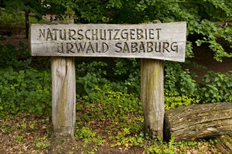 Entrance sign to Sababurg primeval forest nature reserve