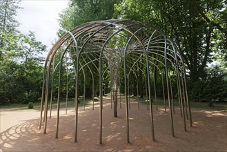 Stainless steel sculpture The curious vortex by artist Olafur Eliasson in Serralves Park