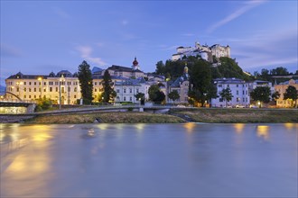 Fortress Hohen Salzburg at the blue hour