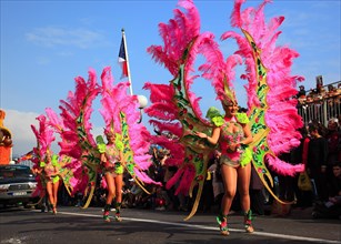 Samba dancers in the street parade in Menton