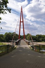 Suspension bridge for pedestrians over the Alte Elbe in Magdeburg
