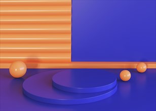 Geometric shapes background blue orange tones