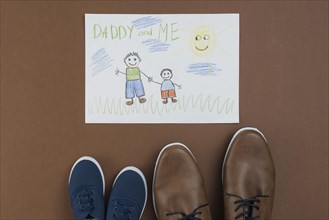 Daddy me drawing with man child shoes