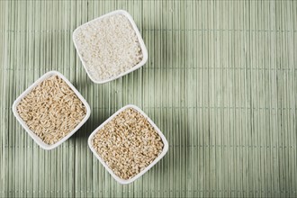 Natural white brown long flat uncooked rice bowls placemat
